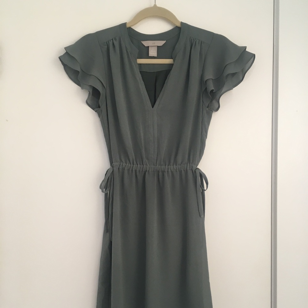Dusty green drawstring dress